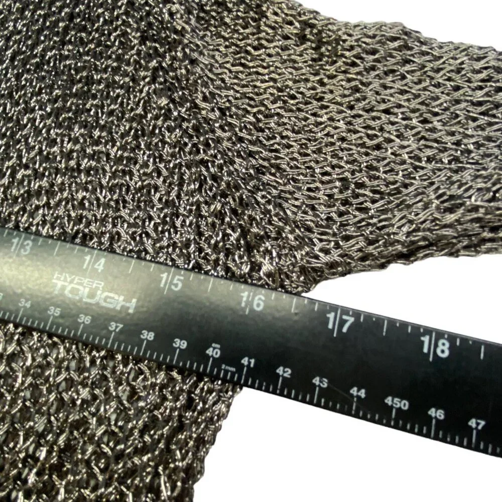 LOVE SENSE Women Metallic Knit‎ Sweater Sz M Silver Gunmetal Renaissance Goth